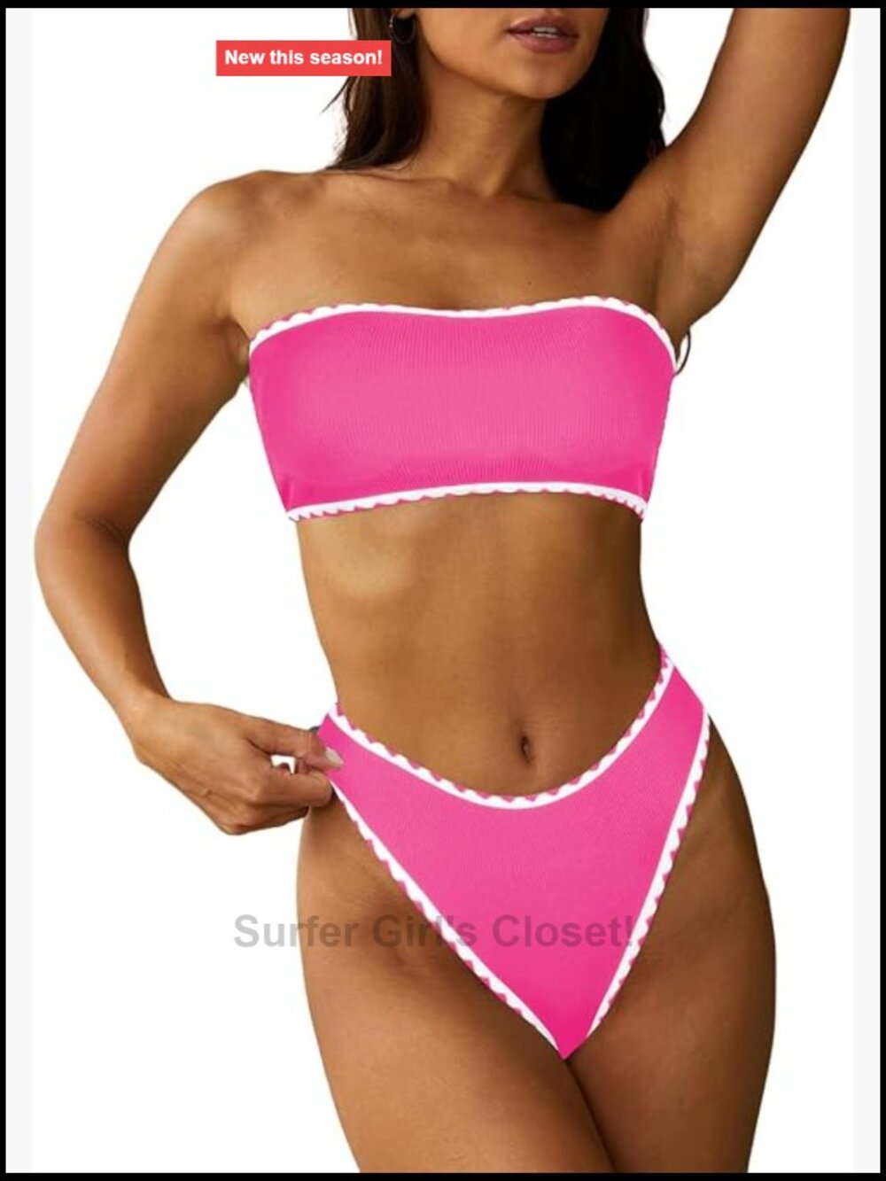 Strapless Bandeau Bikini Two Piece Swimsuit Cheeky Lace Up Bathing Suit